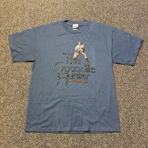 Vintage 1999 The Crocodile Hunter What a little beauty Steve Irwin Blue Shirt LG